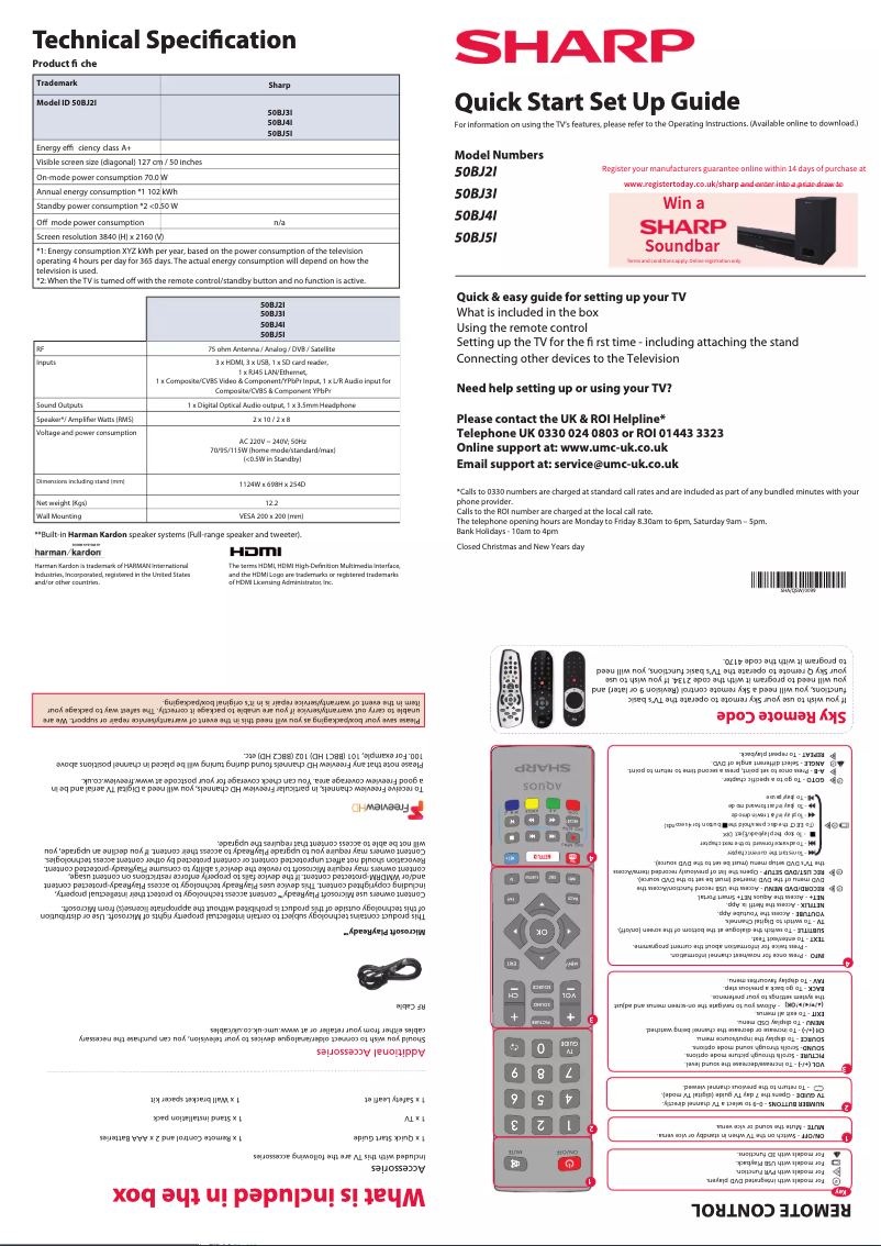 Page n°1 - Manuel utilisateur Sharp 50BJ3I