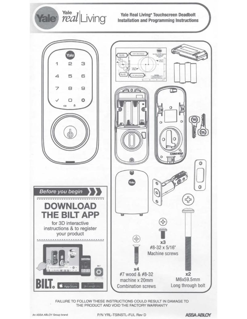 Page 1 of the manual User Manual Yale Real Living YRD226