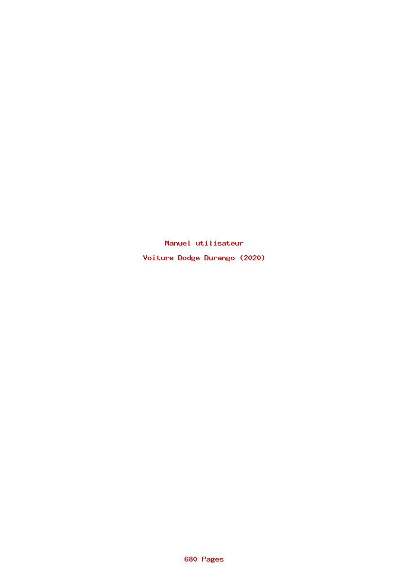 Page 1 de la notice Manuel utilisateur Dodge Durango (2020)