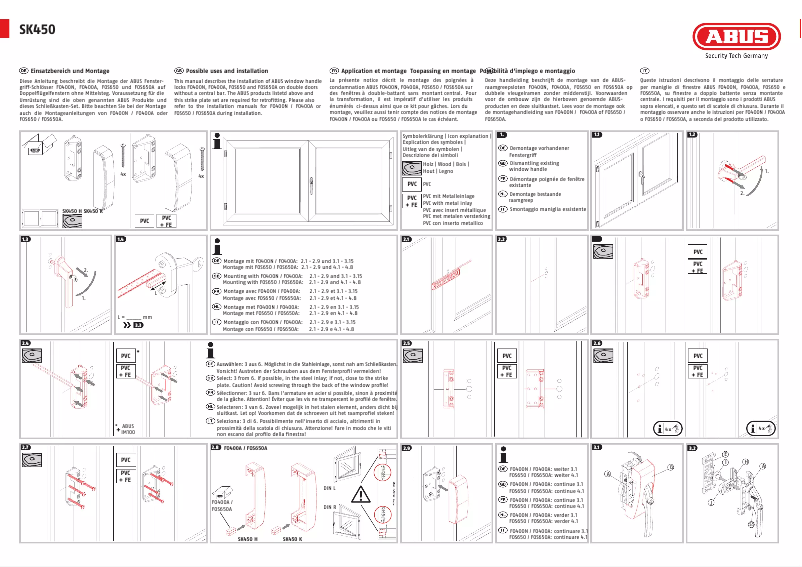 Page 1 de la notice Instructions / montage Abus SK450