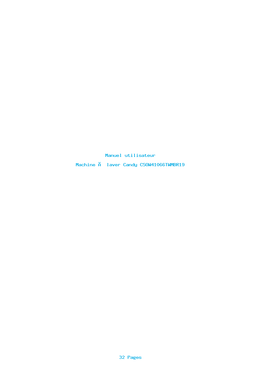 Page 1 de la notice Manuel utilisateur Candy CSOW41066TWMBR19
