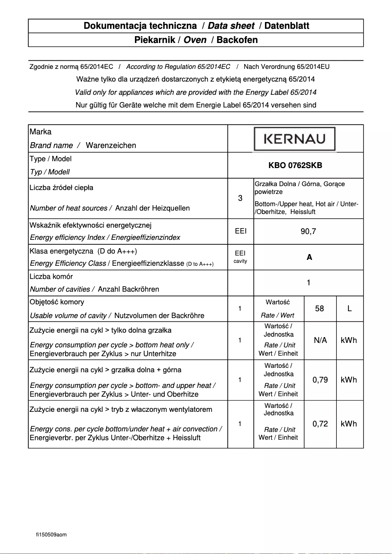 Página 1 del manual Ficha técnica Kernau KBO0762SKB