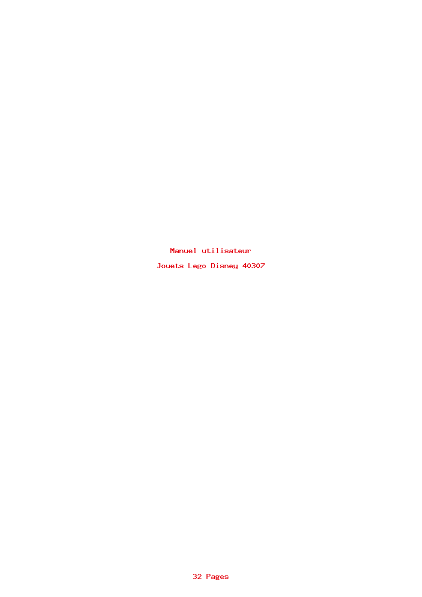 Page 1 de la notice Manuel utilisateur Lego Disney 40307