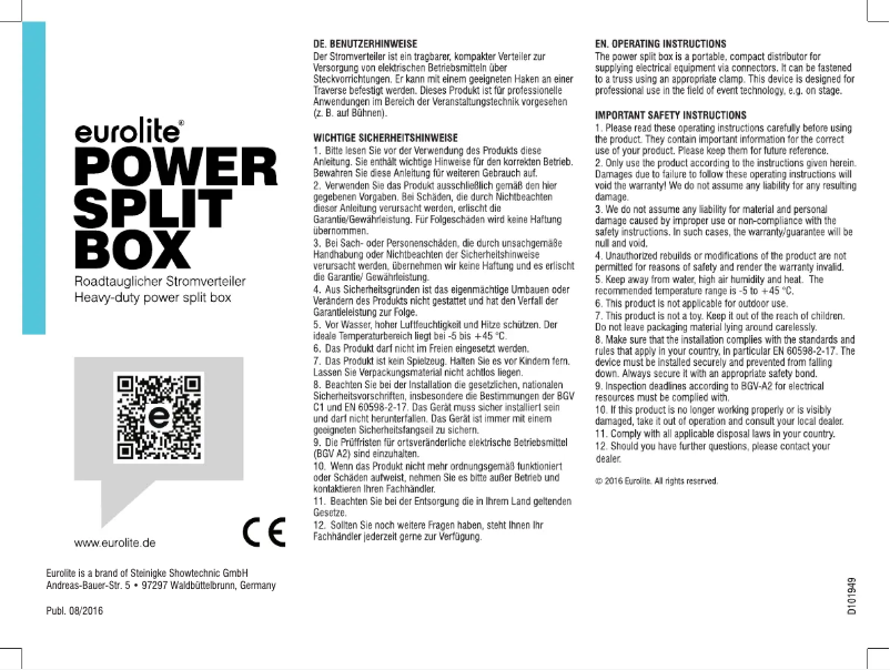 Page 1 de la notice Manuel utilisateur Eurolite SAB-61