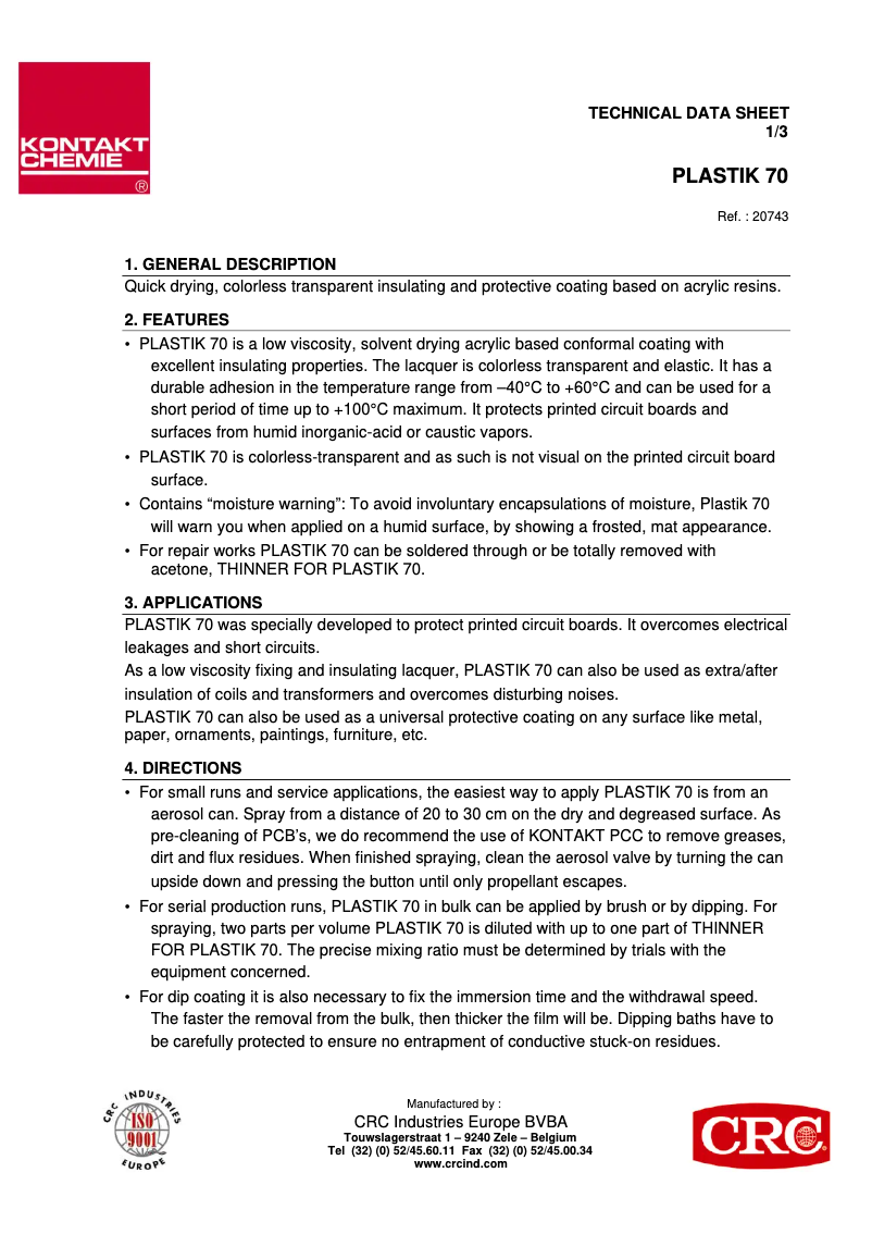 Page 1 de la notice Manuel utilisateur Monacor KP70-400