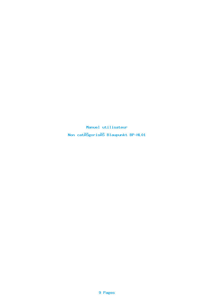 Page 1 de la notice Manuel utilisateur Blaupunkt BP-HL01