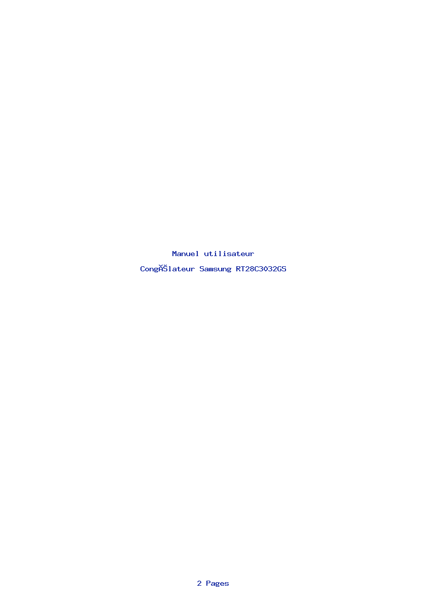 Page 1 de la notice Manuel utilisateur Samsung RT28C3032GS