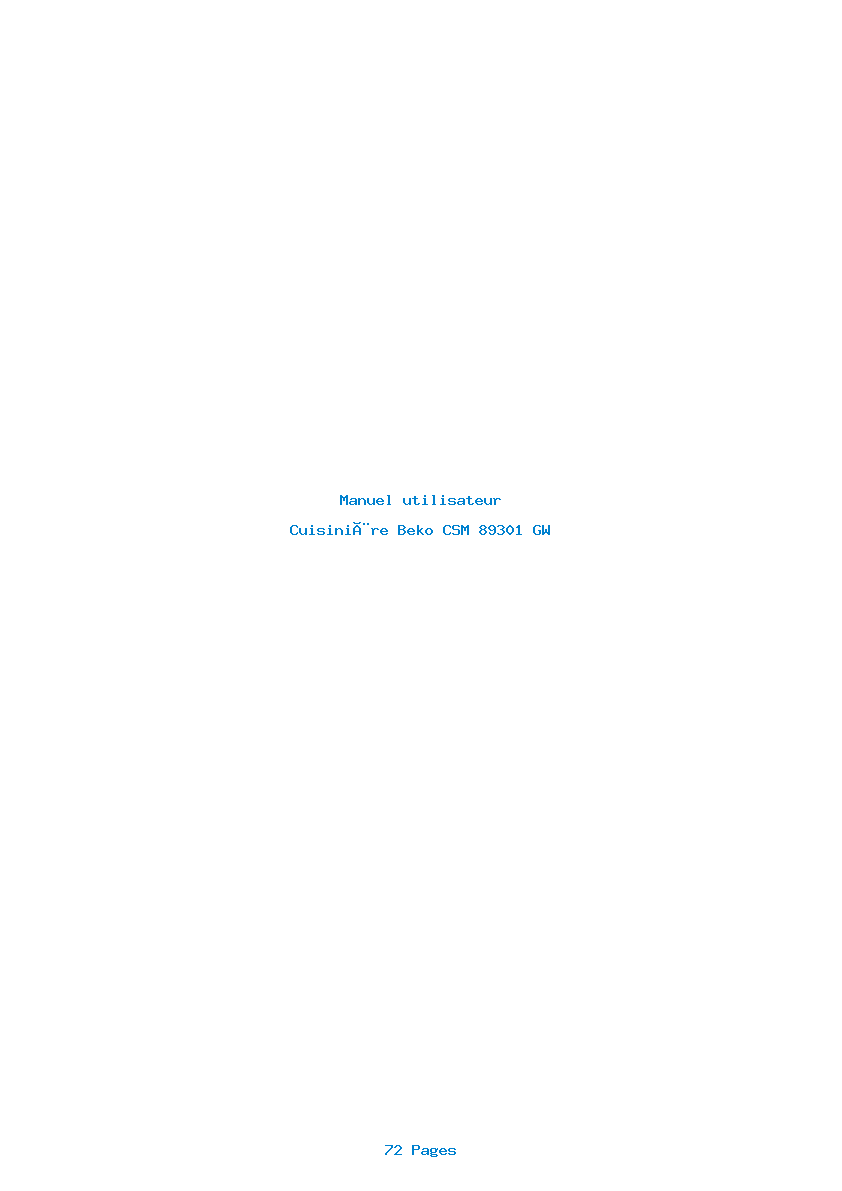 Page 1 de la notice Manuel utilisateur Beko CSM 89301 GW