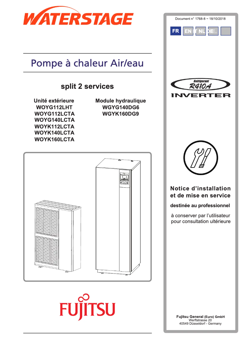 Page 1 de la notice Manuel utilisateur Fujitsu Waterstage WGYK160DG9