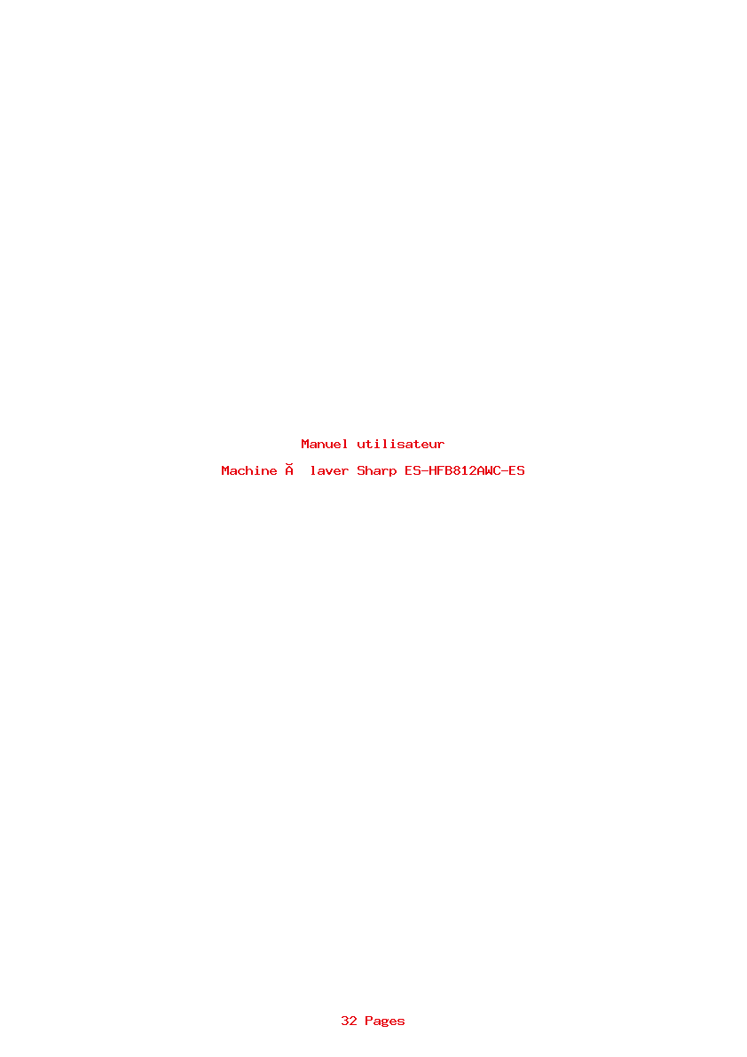 Page 1 de la notice Manuel utilisateur Sharp ES-HFB812AWC-ES