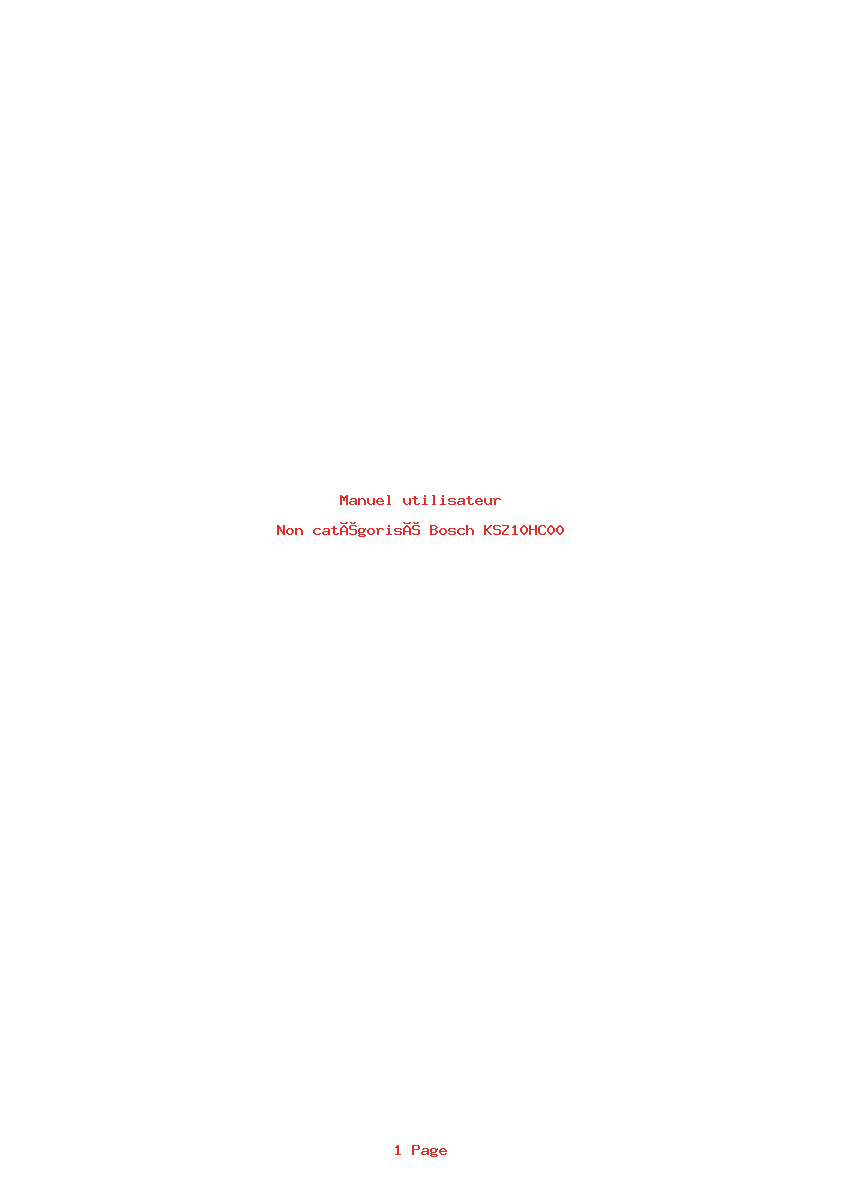 Page 1 de la notice Manuel utilisateur Bosch KSZ10HC00