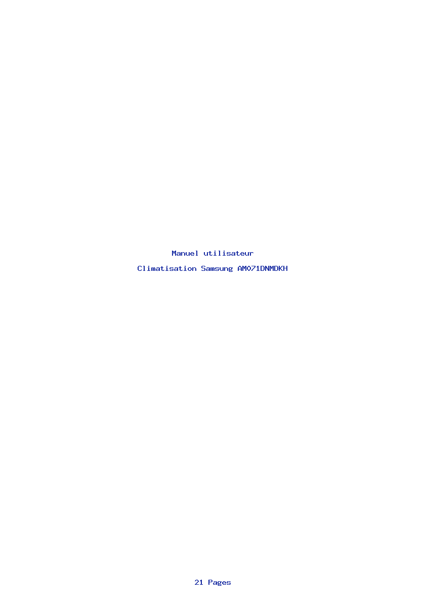 Page 1 de la notice Manuel utilisateur Samsung AM071DNMDKH