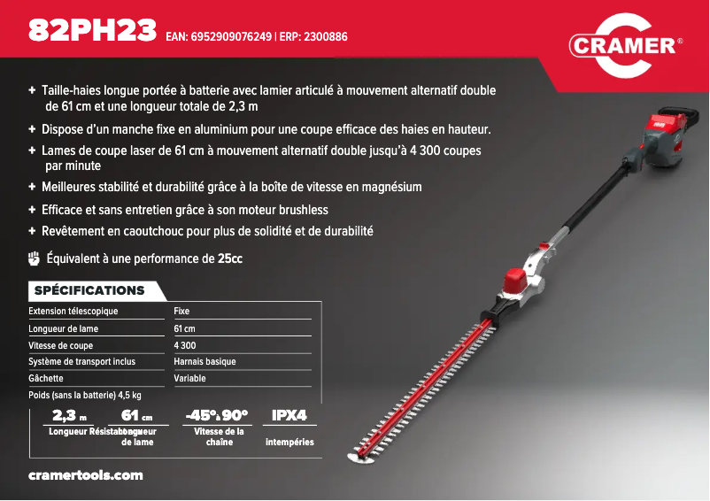 Page 1 de la notice Manuel utilisateur Cramer 82PH23