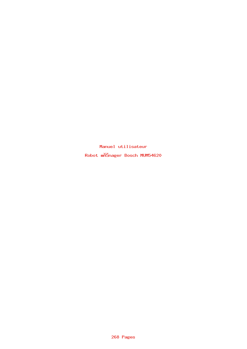 Page 1 de la notice Manuel utilisateur Bosch MUM54620