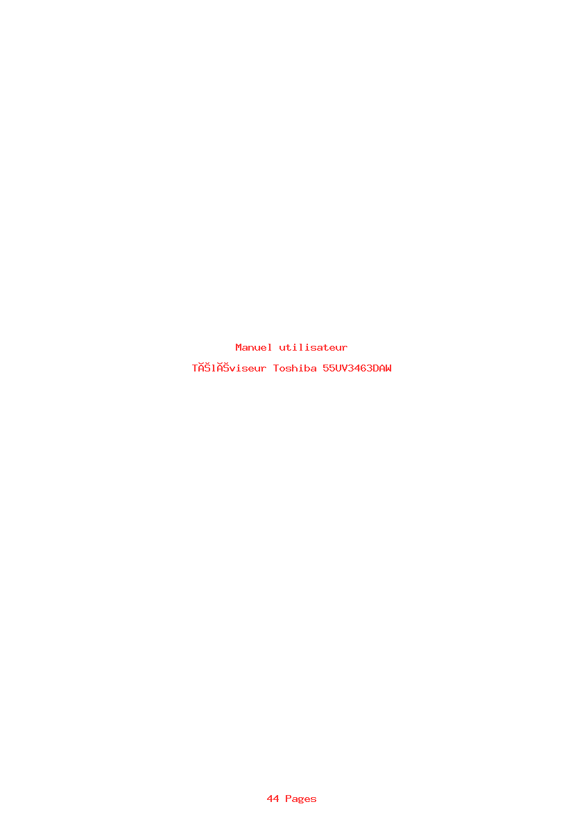 Page 1 de la notice Manuel utilisateur Toshiba 55UV3463DAW