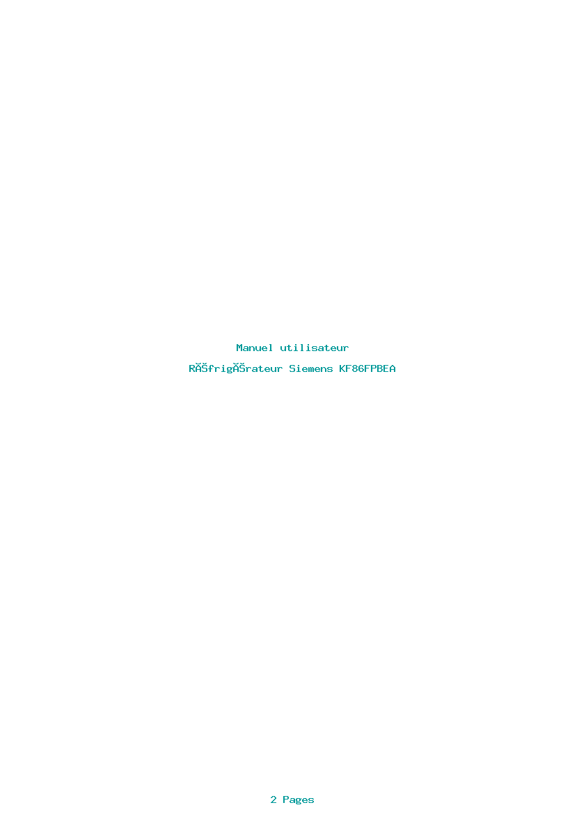 Page 1 de la notice Manuel utilisateur Siemens KF86FPBEA