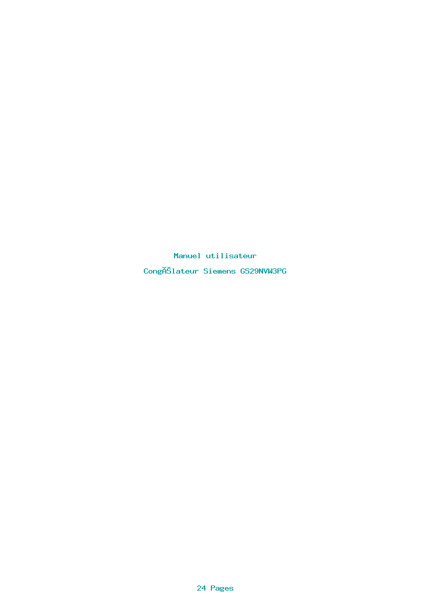 Page 1 de la notice Manuel utilisateur Siemens GS29NVW3PG