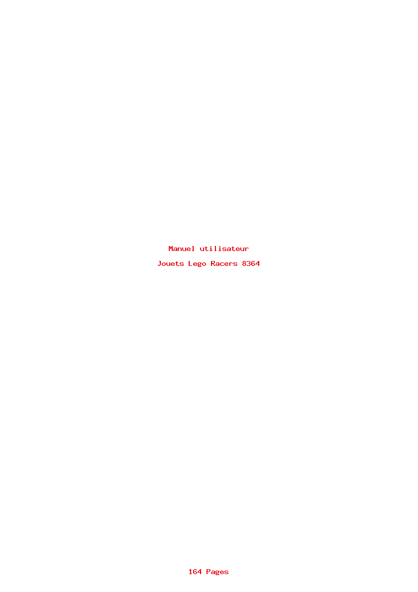 Page 1 de la notice Manuel utilisateur Lego Racers 8364