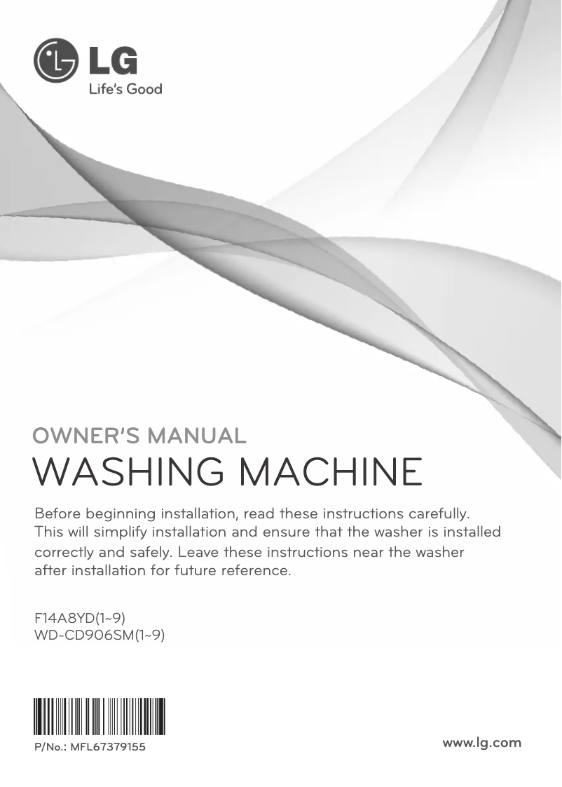 Page 1 de la notice Manuel utilisateur LG WD-CD906SM