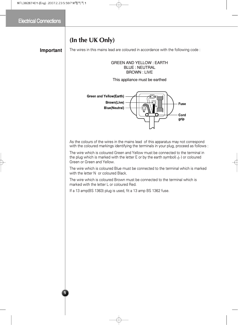 Page 1 de la notice Manuel utilisateur LG GW-L227YRMV