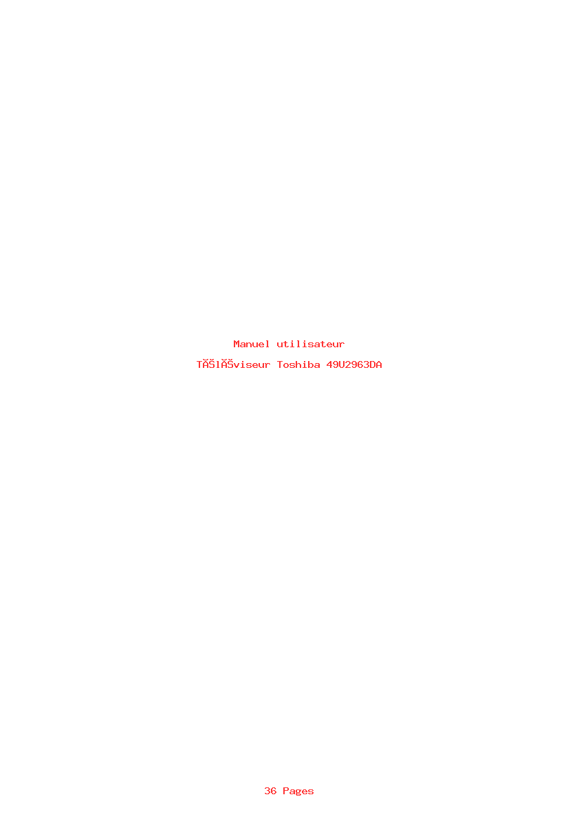 Page 1 de la notice Manuel utilisateur Toshiba 49U2963DA