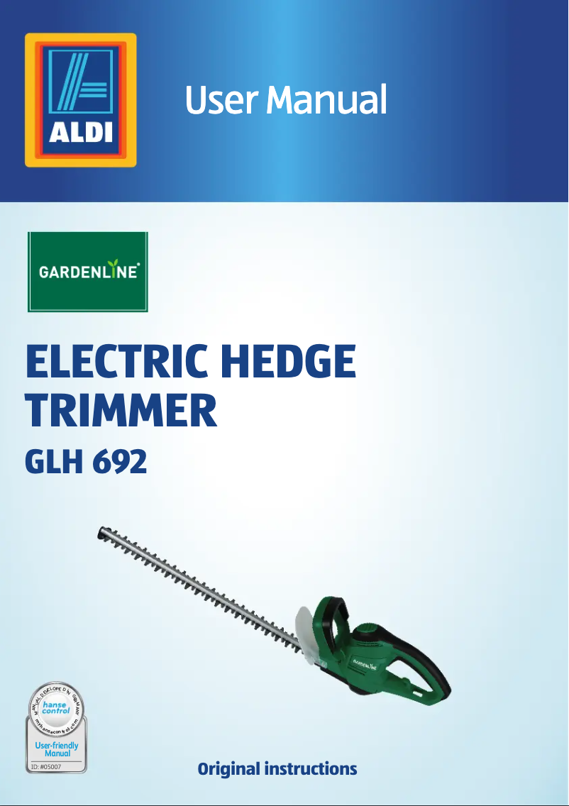 Page 1 of the manual User Manual Gardenline GLH 692