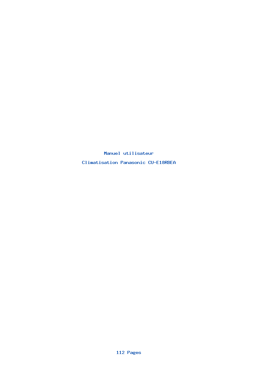 Page 1 de la notice Manuel utilisateur Panasonic CU-E18RBEA