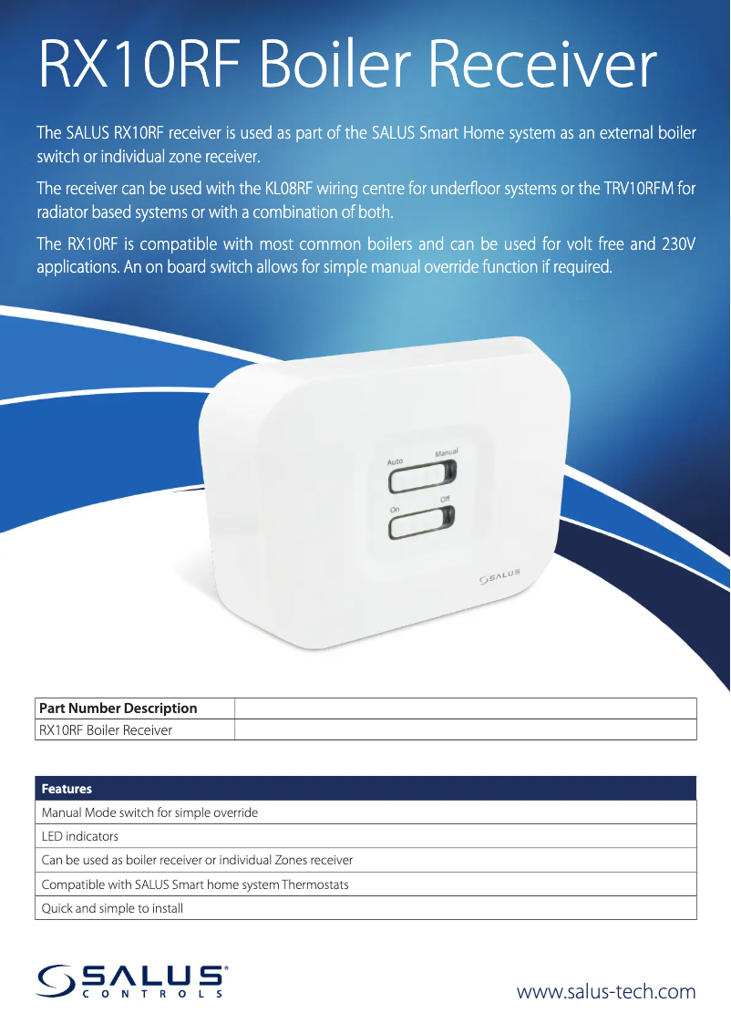 Página 1 del manual Ficha técnica Salus RX10RF