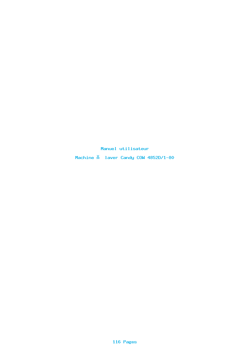 Page 1 de la notice Manuel utilisateur Candy COW 4852D/1-80