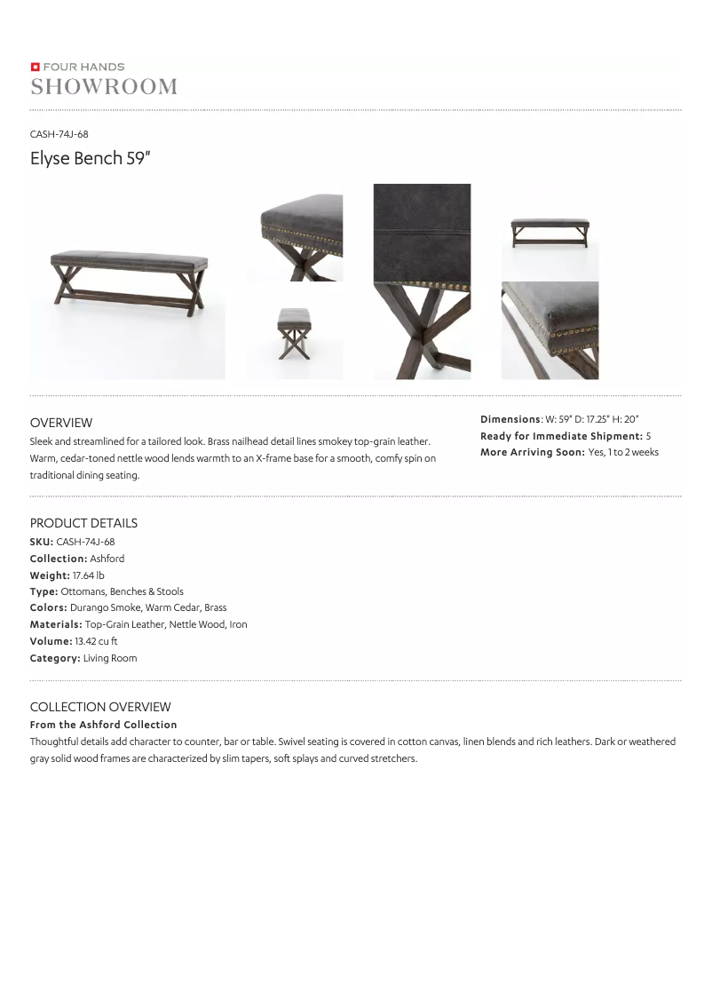 Page 1 de la notice Manuel utilisateur Four Hands CASH-74J-68