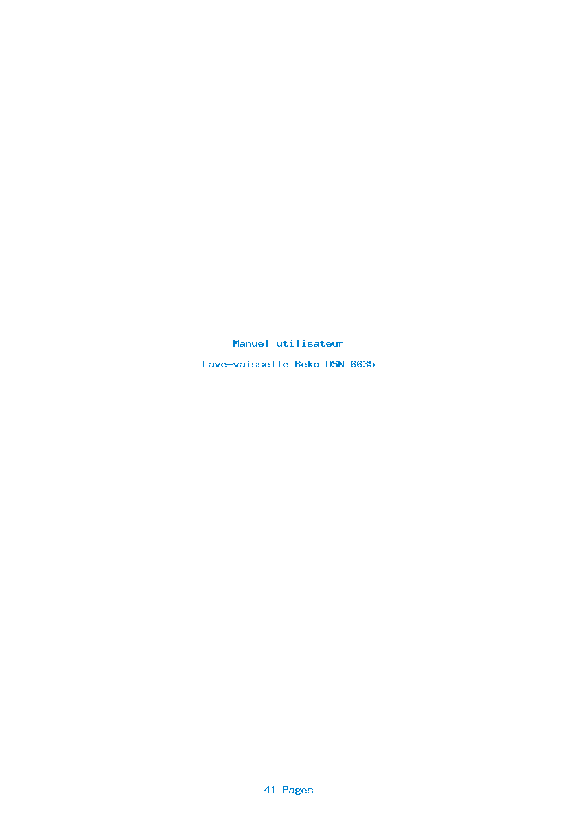 Page 1 de la notice Manuel utilisateur Beko DSN 6635