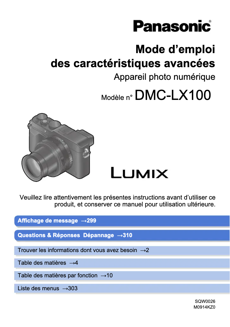 Page 1 of the manual User Manual Panasonic Lumix DMC-LX100