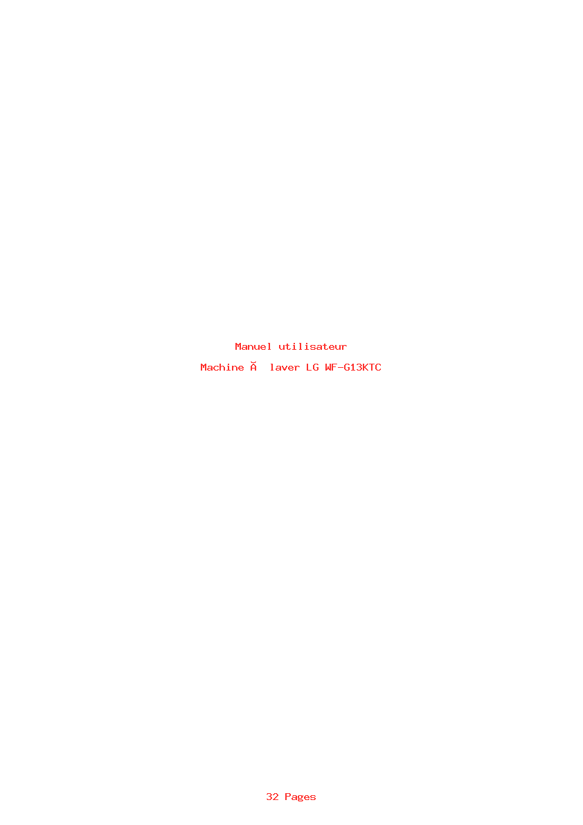 Page 1 de la notice Manuel utilisateur LG WF-G13KTC