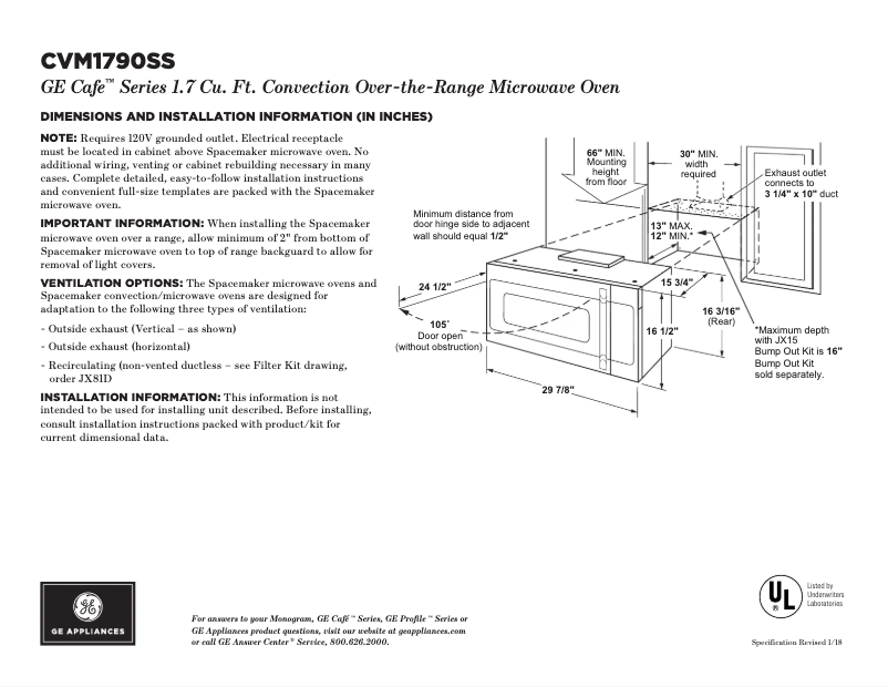 Page 1 de la notice Fiche technique GE Café CVM1790SSSS