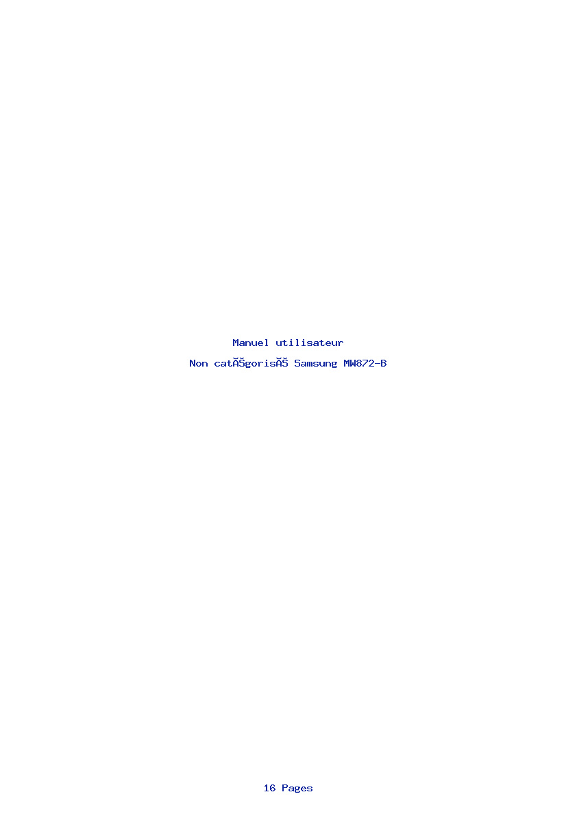 Page 1 de la notice Manuel utilisateur Samsung MW872-B