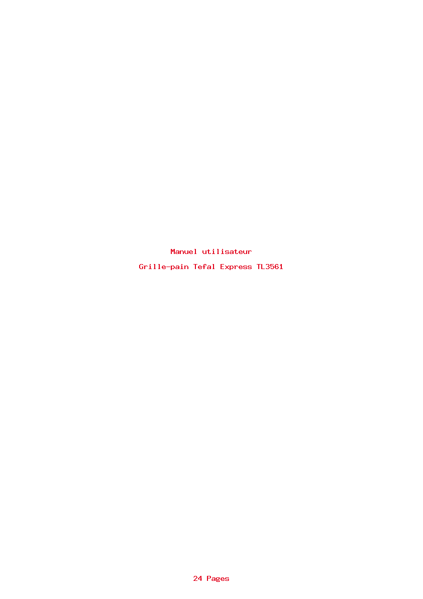 Page 1 de la notice Manuel utilisateur Tefal Express TL3561
