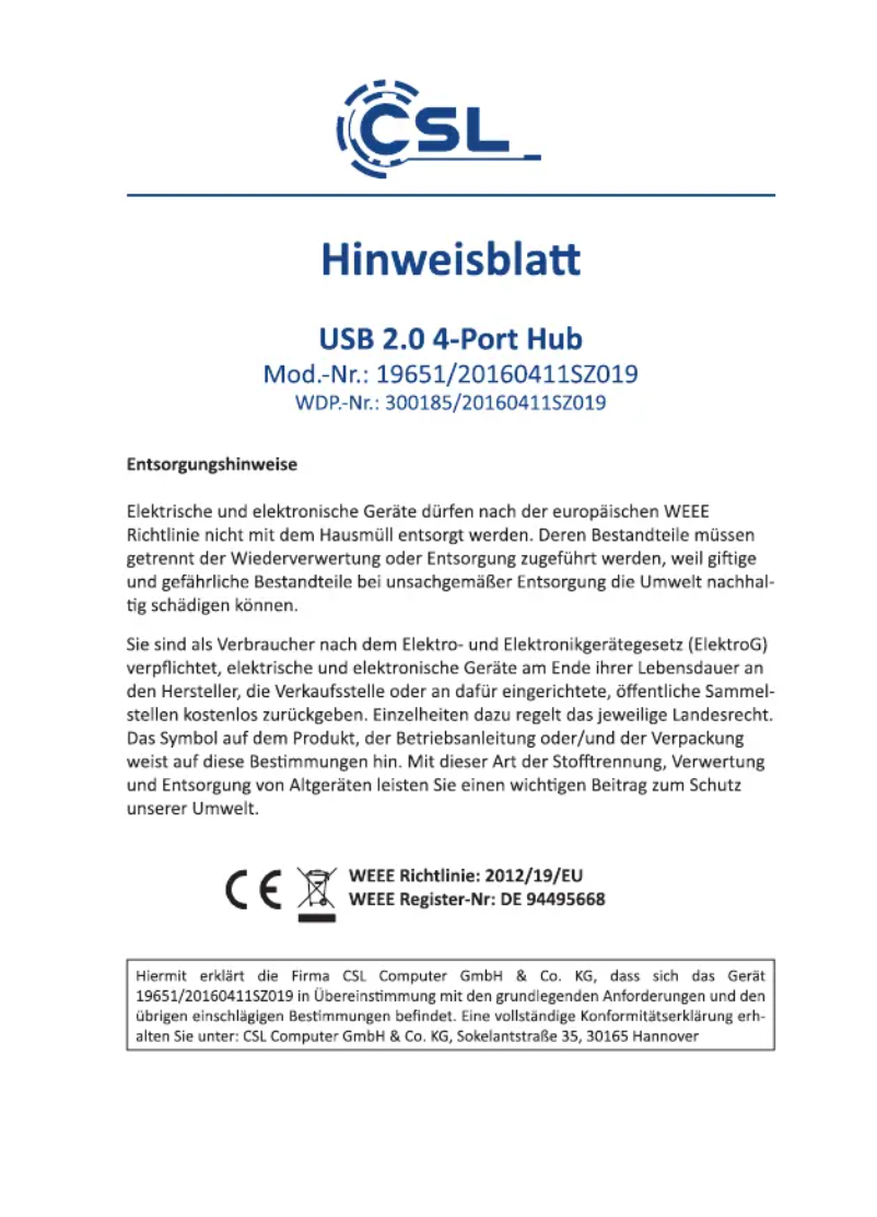 Page 1 de la notice Manuel utilisateur CSL 300185