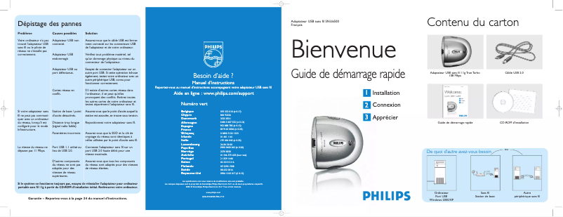 Page 1 of the manual Quick Start Guide Philips SNU6500
