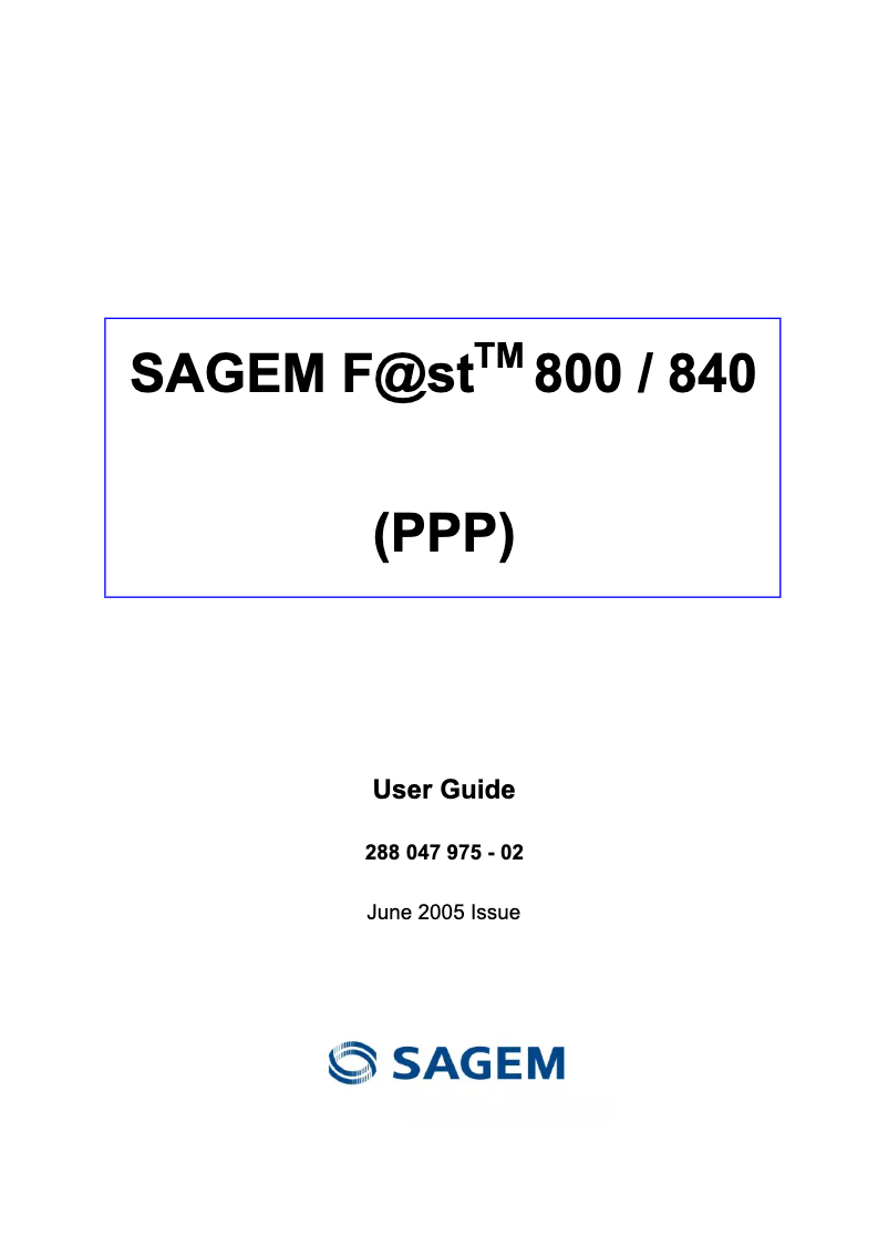 Page 1 de la notice Manuel utilisateur Sagem FAST 840-PPP