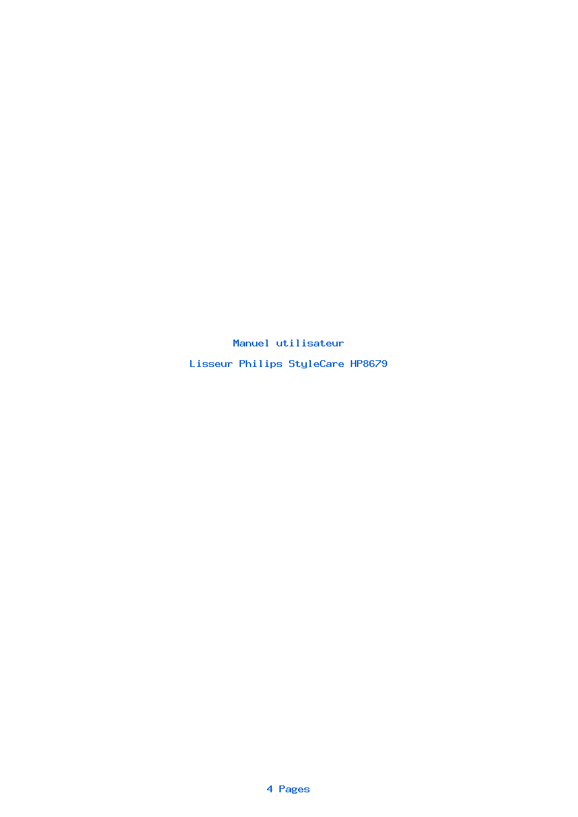 Page 1 de la notice Manuel utilisateur Philips StyleCare HP8679