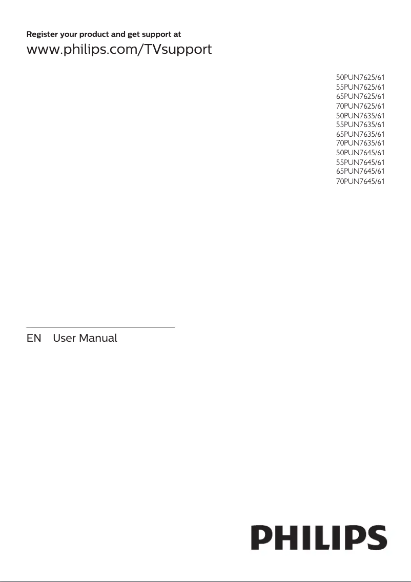 Page n°1 - Manuel utilisateur Philips 7600 series 70PUN7625