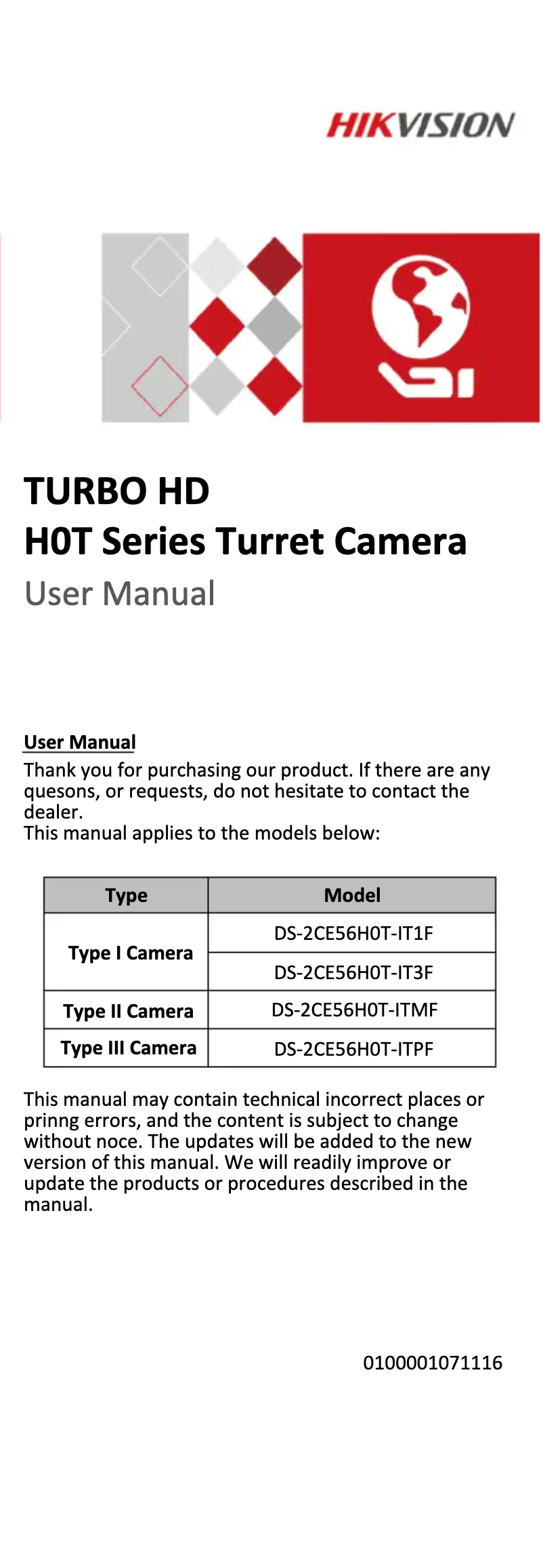 Página 1 del manual Manual de usuario Hikvision DS-2CE56H0T-ITMF
