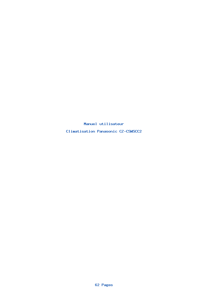 Page 1 de la notice Manuel utilisateur Panasonic CZ-CSWSCC2