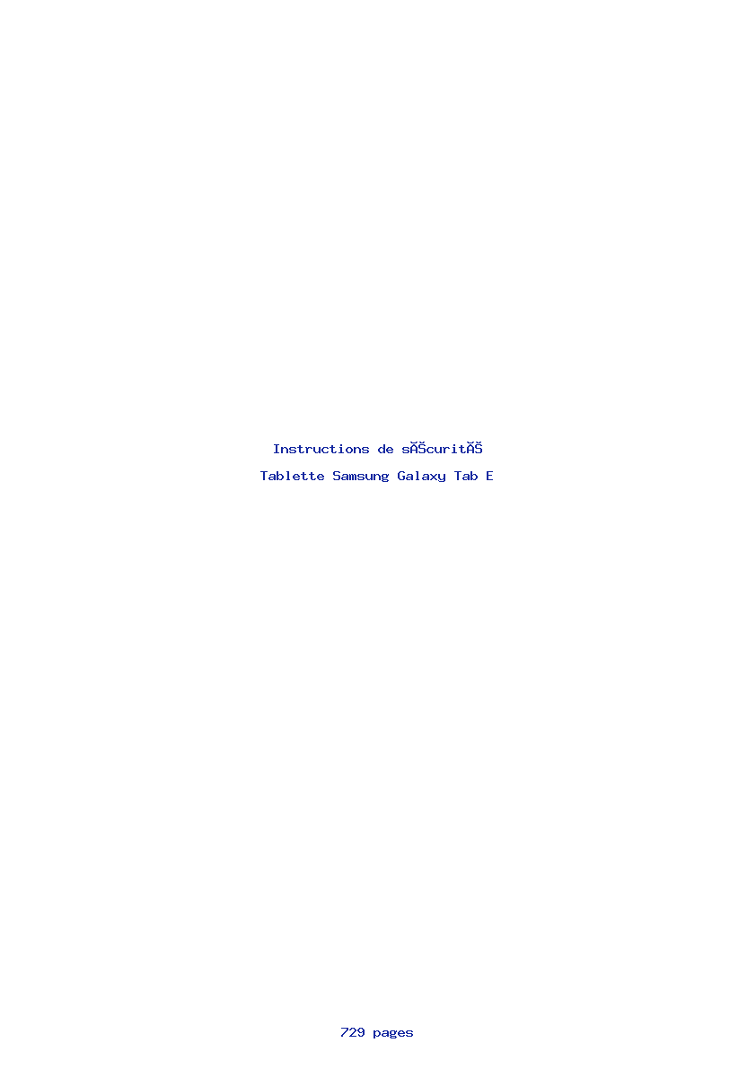 Page 1 de la notice Instructions de sécurité Samsung Galaxy Tab E