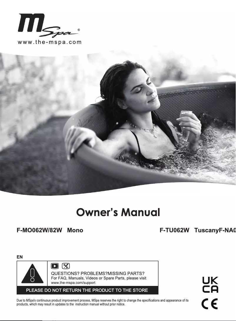 Page 1 de la notice Manuel utilisateur MSpa F-NA062W