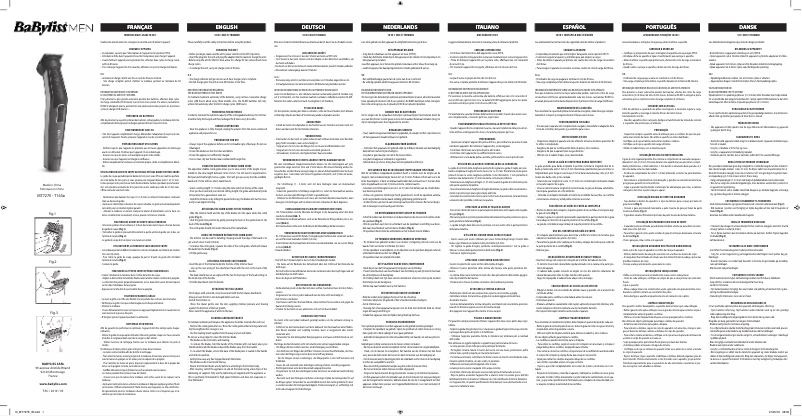 Page 1 de la notice Manuel utilisateur BaByliss MT727E