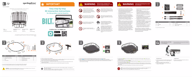 Page 1 de la notice Manuel utilisateur Springfree Medium Square S72