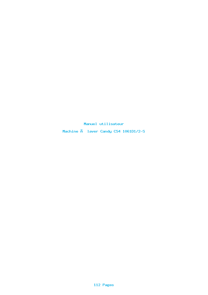 Page 1 de la notice Manuel utilisateur Candy CS4 1061D1/2-S