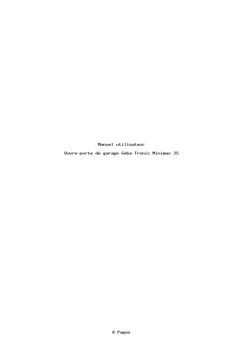 Page 1 de la notice Manuel utilisateur Geba Tronic Minimax 3S