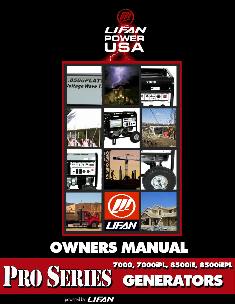 Page 1 de la notice Manuel utilisateur Lifan LF7000iPL